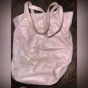 Pink leather baggu tote